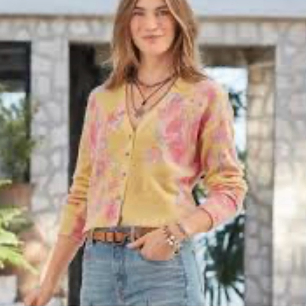 Sundance Vibrant Yellow and Pink Cardigan